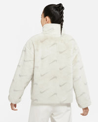 Nike Women's Plush Printed Faux Fur Jacket - Light Bone