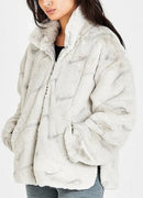 Nike Women's Plush Printed Faux Fur Jacket - Light Bone